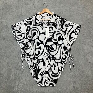 NWT Live4Truth Side Tie Button Down Cape Women 1X Black White Layering Artsy Top